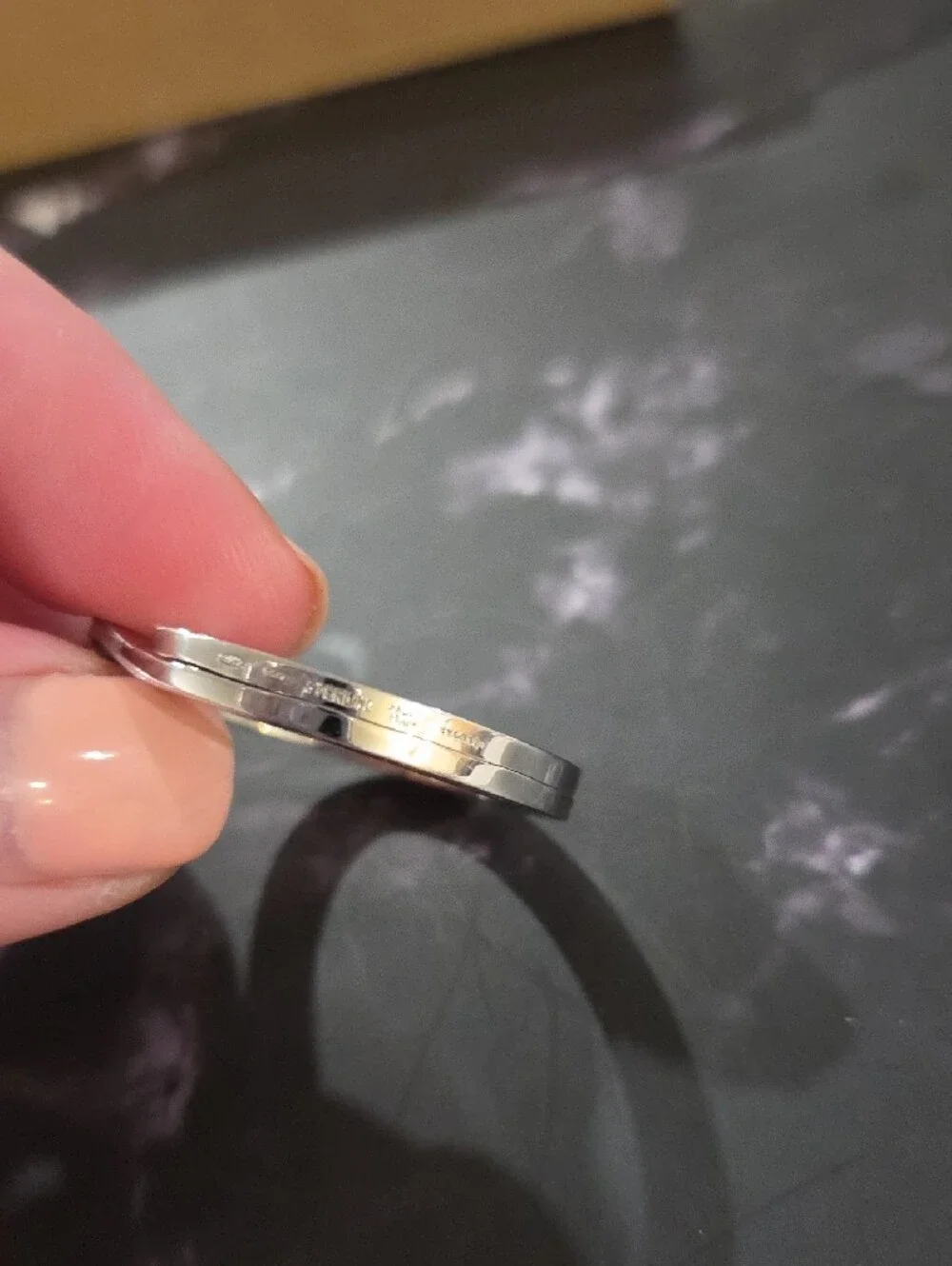 Bulgari Polished Sterling Silver Round Logo Keyring